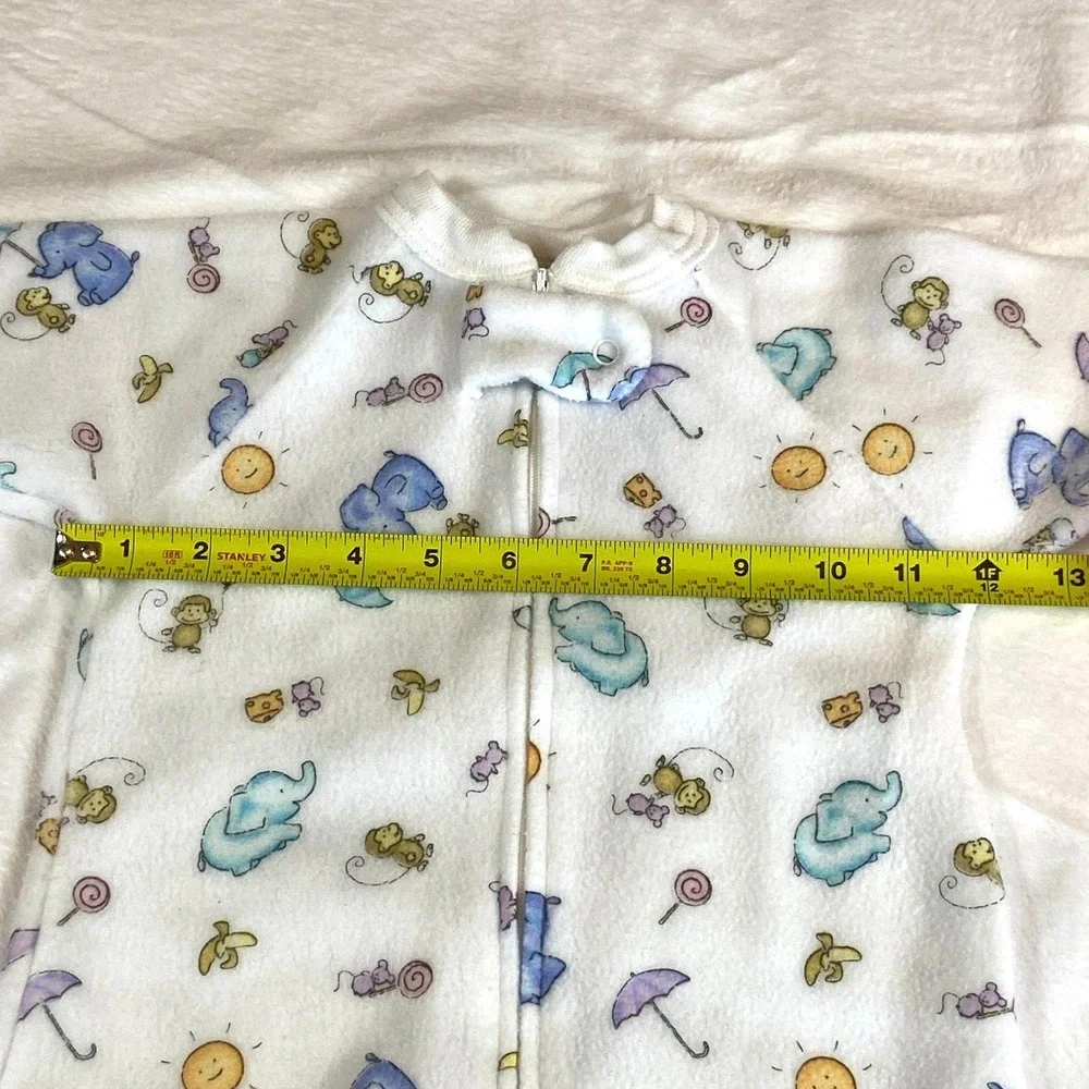 Vtg Y2K Carter White Zip Fleece Baby Sleeper Sack Elephant One Size Up To 21 lbs